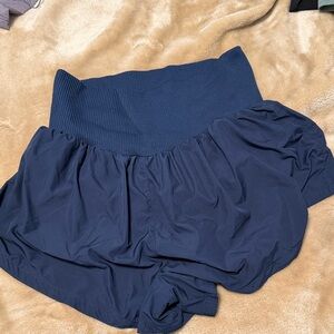Free people Navy Bubble Shorts with Wide Ribbed Waistband
